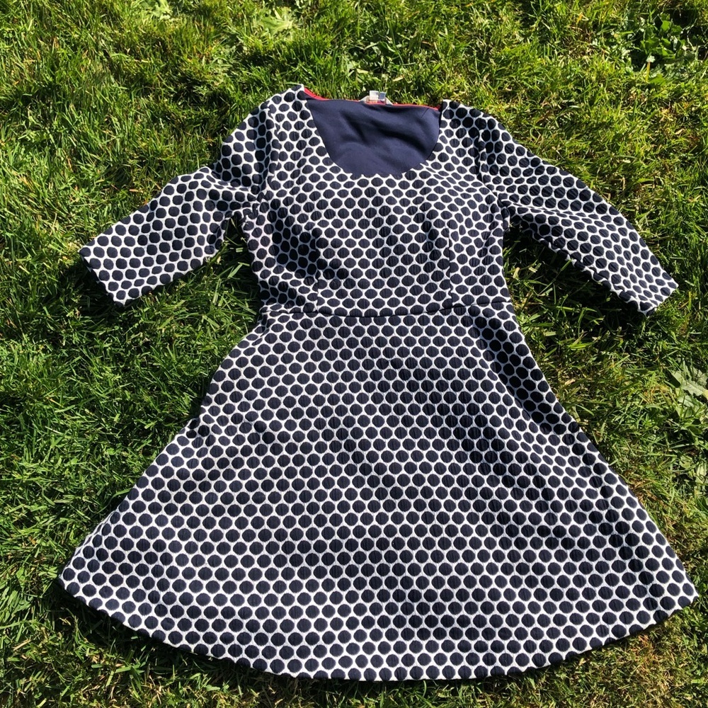 Boden Navy and White Polka Dot Mini Dress